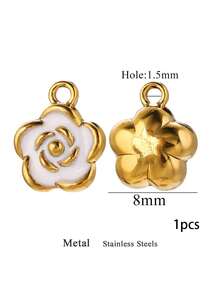 1个5/8/10毫米不锈钢吊坠，金色珐琅玫瑰花，用于珠宝制作DIY耳环、项链、手链，批发 - 彩色 - 查看 10