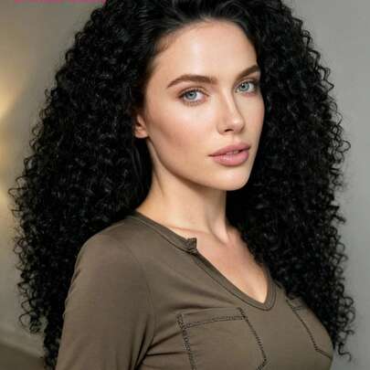ISEE Hair Made Of 100% Unprocessed Human Virgin Hair Kinky Curly Wig 180% Density 16-30 Regular Inch 7*5 Transparent Front Lace Hair Pre-Cut Lace Pre-Plucked Hairline Pre-Bleached Mini Knots Lace Unprocessed Human Hair High Quality Wig