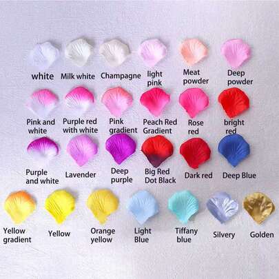 1000片人造玫瑰花瓣 | 可重复使用，无纺布塑料材质，防水防紫外线，适用于婚礼走道装饰、迎宾派对、糖果自助餐、餐桌花瓣散落等。