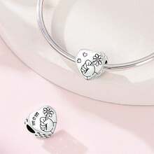 1 Silver-Plated Pendant Bead, Flower-Giving Bead, Parent-Child Hand-Holding Bead, Green Tree Of Life Bead, Parent-Child Hand-Holding Bead, Parent-Child Bead, Mother-Daughter Dance Tree Of Life Pendant, Family Harmony Bead, Family Tree Of Life Bead - Multicolor - View 2