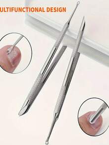 1pc Stainless Steel Multi-Function Dead Skin Remover And Nail Clipper, Portable Manicure Care Tool - Apricot - View 7