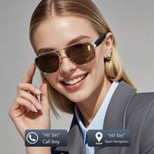 Unisex Polarized Smart Bluetooth Glasses | Hands-Free Calls & Music | Fashion Audio Glasses, Metal Frame, Polarized Lens, Lightweight, Best Gift! - 黑色 - 查看 3