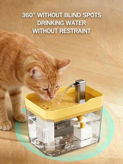 宠物饮水机，1.5升/50盎司，透明可视水箱，猫狗饮水碗，USB供电，室内小型宠物饮水机，静音水泵过滤毛发杂质和异味，可拆卸易清洗，自动循环供水，室内宠物饮水站，带过滤器，适用于猫和小型犬，多种颜色可选