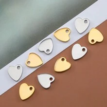 10个金色304不锈钢心形吊坠，适用于DIY珠宝制作，可用作项链或手链末端装饰。 - 彩色 - 查看 6