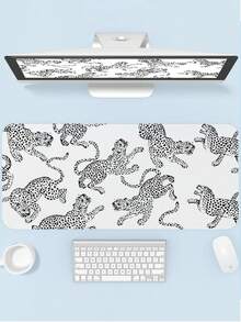 1 Piece, Black Leopard Pattern, PU Leather Mouse Pad, 2mm Thick, Small Office Desktop Mat, Suitable For Students/Gamers/Laptop Users, Waterproof And Non-Slip. - White - View 7