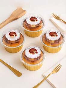 20pcs 2-Inch Mini Basque Mold With Lid, Cheesecake Baking Tray, Caramel Pudding, Heat-Resistant Tin Foil Packaging Box - Gold - View 6