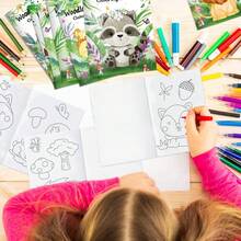 Forest Animal DIY Coloring Book - Lion, Crocodile And Wild Animal Cartoon Doodle Painting Book, Suitable For Party, Parent-Child Interaction, Adventure, Perfect Gift For Back To School Season For Little Adventurers, Animal Lovers And Creative Learners - Multicolor - View 2