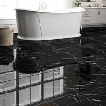 20 Packs Of Peel And Stick Floor Tiles Self-Adhesive Floor Tiles, 20 Pieces - 12 Inches X 12 Inches (30*30cm/11.81 X 11.81 Inches, Covering Area 1.8m2/19.38ft2), Marble Tile - Peel And Stick, DIY Kitchen, Dining Room, Bedroom Bathroom Flooring. (Gray Wood Grain, White Marble Grain, Black Marble Grain, Light Gray Wood Grain, Reddish Brown Wood Grain, Brown Wood Grain, Light Brown Wood Grain) - 黑色 - 查看 8