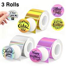 Laser Holographic Thermal-Sensitive Label Stickers, 50*50mm Printable Holographic Thermal Labels, Self-Adhesive Thermal-Sensitive Label Stickers, Suitable For Signage, Office Use, And Logo Labelling. - Multicolor - View 9