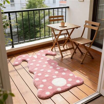 1件装不对称复活节波点兔子装饰地毯，适用于装饰地毯、卧室装饰、小地毯、地毯、家居装饰、客厅地毯、客厅小地毯、卧室地毯、客厅家居装饰、户外地毯、可水洗地毯、毛绒地毯、厚地毯、厚地毯、毛绒地毯、秋冬季地毯、厚地毯