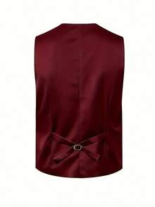 Men's Stylish And Elegant 3-Piece Suit, Jacket + Vest + Pants, Business Dress, Suitable For Weddings, Parties And Formal Occasions - Màu Đỏ Sâu - Xem 6