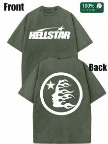 Star Print Tee Shirt, Tees For Men, Casual Short Sleeve T-Shirt For Summer - xanh quân đội - Xem 1