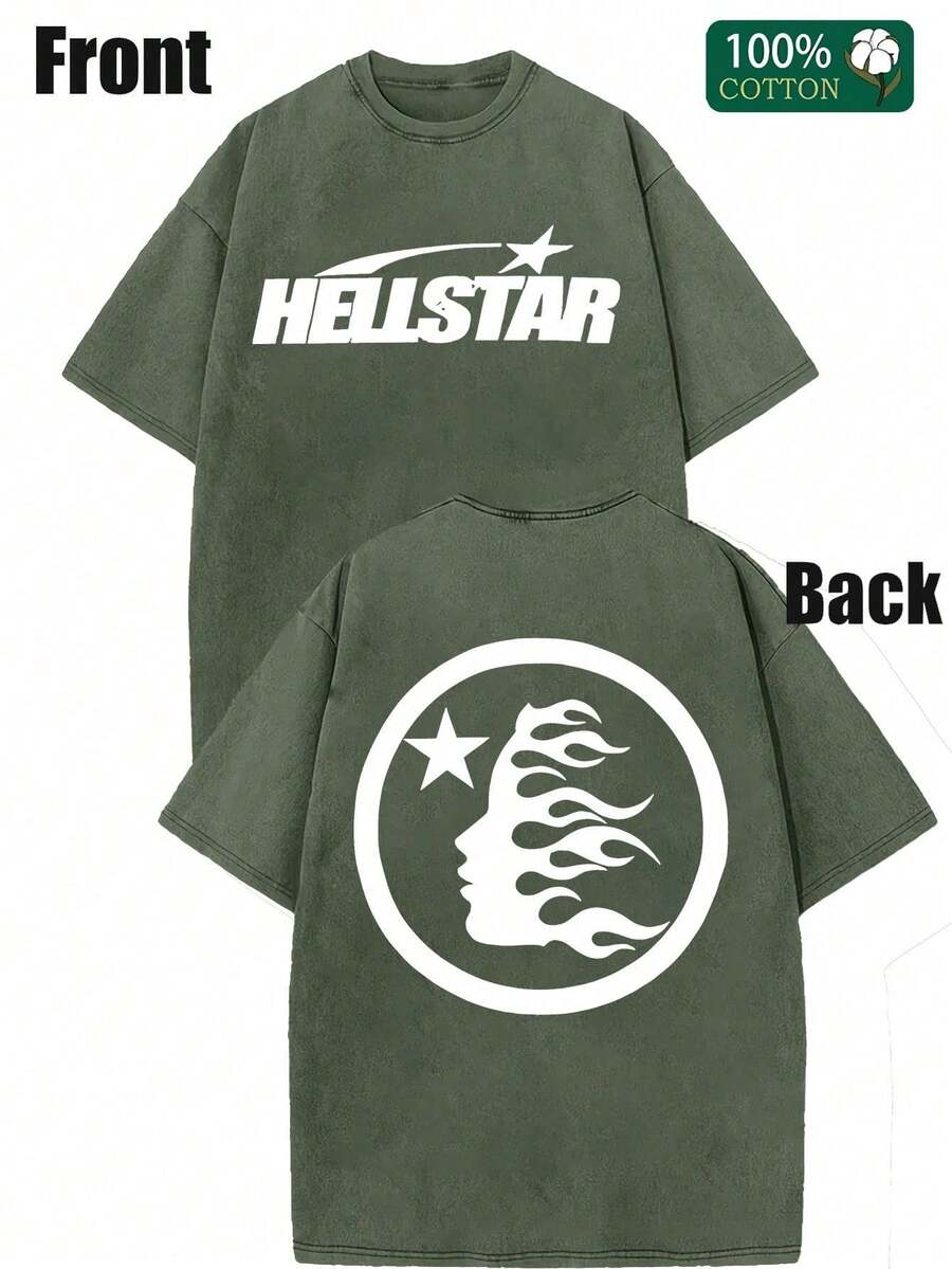 Star Print Tee Shirt, Tees For Men, Casual Short Sleeve T-Shirt For Summer - xanh quân đội - Xem 1