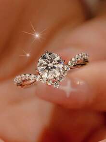 1pc Adjustable Bridal Jewelry Moon & Star Rhinestone Pendant Ring, Suitable For Wedding, Engagement, Casual Wear - A Ring for Love - View 6