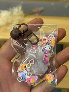 1pc Limited Edition KEYCEO Bunny Doll Series PVC Teenage Puppet Hand Doll, Exquisite Sakura-Shaped Keychain And Transparent Protective Bag With Glitter Design, Portable, Suitable As New Year, Valentine's Day, Back To School, Thanksgiving, Christmas Limited Edition Gift, Party Favor, Home Decor, Bag Charm - Multicolor - View 12