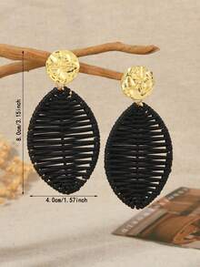 1 par de pendientes hechos a mano con hojas rojas tejidas, adecuados para atuendos diarios y de vacaciones de mujeres - Burdeos - Ver 5