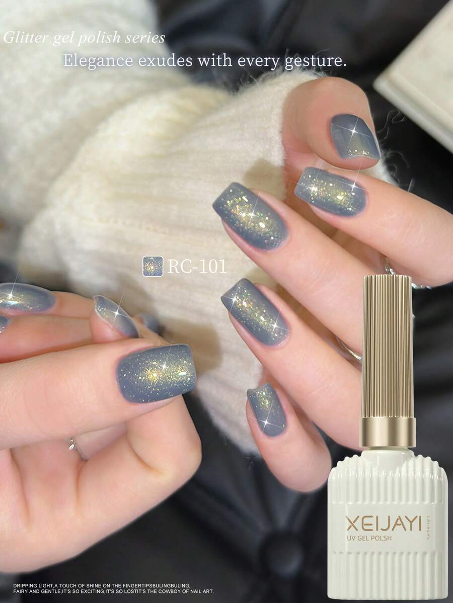 XEIJAYI 1瓶15毫升闪光指甲油凝胶 - 持久亮泽，高饱和度光泽，指甲凝胶，适合美甲沙龙DIY和送给女性的礼物