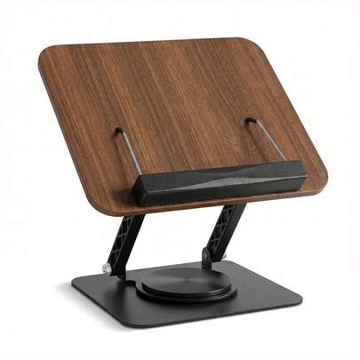 Piorlado Book Stand For Reading, Adjustable Book Holder With 360° Rotating Base & Elastic Page Clips, Foldable Book Display Stand