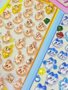 Pegatinas de conejo de dibujos animados lindos de estilo aleatorio, aplicables para botellas de agua, computadoras, escritorios, oficinas y otros usos decorativos - Multicolor - Ver 3