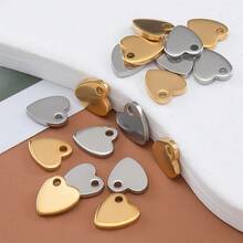 10个金色304不锈钢心形吊坠，适用于DIY珠宝制作，可用作项链或手链末端装饰。 - 彩色 - 查看 7