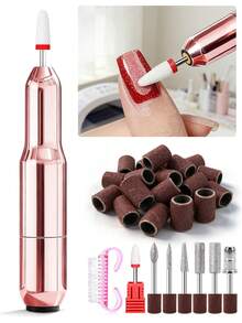 XEIJAYI 1个玫瑰红电动便携式卸甲器，指甲油研磨器，小型迷你指甲油研磨器，带笔试功能的指甲油研磨器 - 玫瑰金 - 查看 2