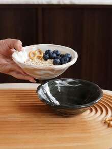 1 chiếc bát sứ kẻ sọc hoa hồng, họa tiết bàn cờ vẽ tay, trang nhã và phù hợp cho bữa ăn hàng ngày tại nhà, bát đựng kem tại nhà hàng và quán cà phê, quà tặng, quà tân gia, trang trí lễ hội. Họa tiết có thể thay đổi do tay nghề thủ công. - Nhiều màu - Xem 3