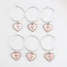 6/12pcs Heart-Shaped Wine Glass Identifiers, Suitable For Stemware, Mugs, Parties, Pools, Weddings, Birthdays And Any Celebration, Valentine's Day Gift - Multicolor - View 12