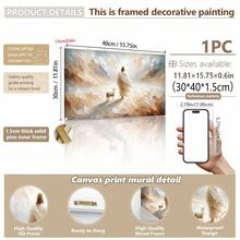 1pc Framed Canvas Poster, Religious Art Theme, Depicting God Leaving The Ninety-Nine Sheep To Find The Lost Lamb. Ideal Decor For Bedroom, Living Room And Hallway, Can Serve As Wall Art Or Seasonal Decoration To Add A Wintry Ambiance To Any Space. Jesus Themed Decorative Painting, Home Decor Poster, Room Decoration, Housewarming Gift. - Multicolor - View 12