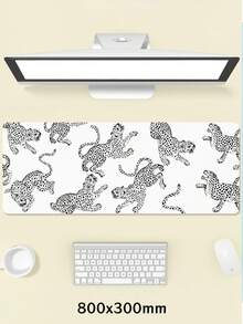 1 Piece, Black Leopard Pattern, PU Leather Mouse Pad, 2mm Thick, Small Office Desktop Mat, Suitable For Students/Gamers/Laptop Users, Waterproof And Non-Slip. - White - View 14