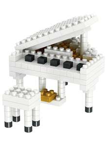 4 PIEZAS Lindo bloque de construcción de instrumento musical, colección de instrumentos musicales, adorno de festival de música, decoración de escritorio para amantes de la música, bajo eléctrico, guitarra, violín, piano. Regalo del Día de San Valentín, regalo de cumpleaños. Regalo de San Valentín, regalos de San Valentín para el novio - Multicolor - Ver 5