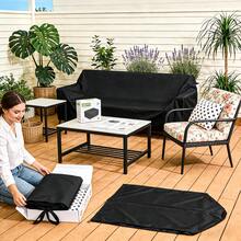 210D 高强度涤纶防水户外家具罩 - 沙发椅罩，防水、防尘、防紫外线、防撕裂、防风，带可调节抽绳，适用于花园、庭院、露台、阳台、客厅 - 全天候防护 - 花園庭院防水罩 - 查看 4