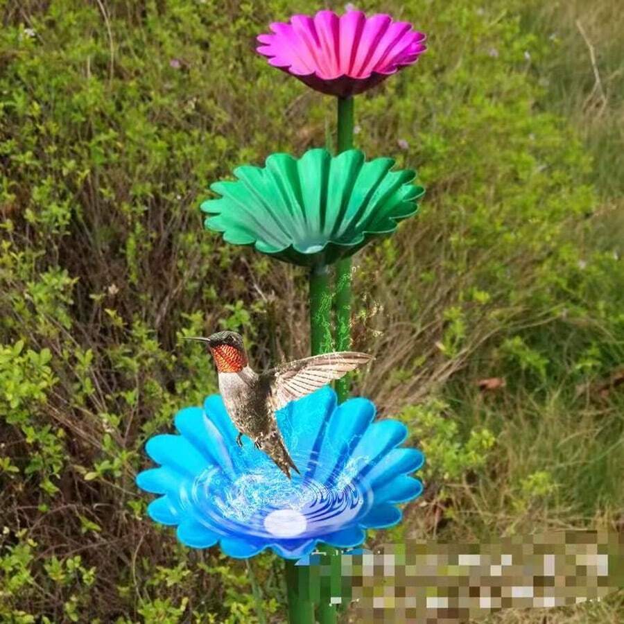 Outdoor Garden Decor Flower & Leaf, Bee Waterer, Butterfly & Hummingbird Waterer, Garden Decor - A - View 1