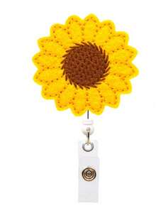 Retractable Rhinestone Sunflower Badge Reel Clip, Suitable For Nurses, Doctors, Office Personnel - C-Yellow - View 2