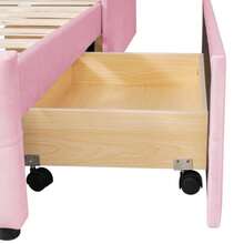 Children's Bunk Bed, Double Bed, Multifunctional Children's Bed, With Fold-Down Desk And Shelf, With Ladder And 2 Drawers, Without Mattress, Solid Wood Slatted Base, White, 90*200 - 粉色 - 查看 6