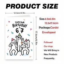 1张趣味简笔画67岁生日贺卡（含信封） - “祝您生日快乐，67岁！” 诙谐祝福语，送给长辈/家人/朋友的完美之选，趣味十足的生日贺卡 - 彩色 - 查看 8