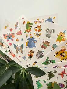 (30pcs/Set) Colorful Cartoon Temporary Tattoos, Including Hundreds Of Designs Such As Cartoon Animals, Mermaids, Unicorns, Colorful Butterflies, Little Trucks, Cute Cartoon Fruits & Vegetables, As Well As Space Planets, Pirates, Robots, Also Suitable As Gifts For Friends, Waterproof Long-Lasting Realistic Temporary Tattoo Stickers, DIY Use - Multicolor - View 7