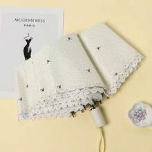 时尚清新纯色防紫外线优雅蕾丝工艺8根伞骨加厚黑色雨伞，母亲节礼物，卧室装饰，花园，厨房装饰，夏季，海滩，旅行必备，房间装饰，柔软舒适，毕业季礼物 - 清新蕾絲 - 查看 7