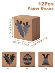 6 piezas Cajas de regalo con patrón de conejito y pollito de Pascua con ventana transparente, cajas de dulces de conejito de Pascua, bolsas para hornear, bolsas de embalaje de alimentos, decoraciones de Pascua, suministros para fiestas de Pascua, adecuadas para regalos de fiesta de cumpleaños, regalos de Pascua, decoración del hogar, decoración de mesa de cocina - Multicolor - Ver 5