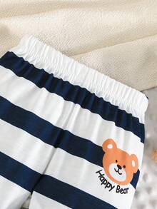 3pcs Celana Kasual Bayi Laki-laki Motif Beruang Lucu, Garis-garis & Huruf, Cocok untuk Aktivitas Luar Ruangan Musim Semi/Panas - MultiWarna - View 8