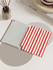 Red Stripes Protective Case Compatible With IPad Air 4/5 10.9 Inch, IPad 7/8/9th 10.2 Inch, IPad 10th Generation,With Built-In Pencil Slot,Supports Automatic Sleep/Wake Lid,Compatible With Samsung Tab S6 10.4 Inch, Tab A9 11 Inch, Kindle Paperwhite 12th Gen 2024,Ins Glitter Style Case, Valentine's Day, New Year Gift - Multicolor - View 7