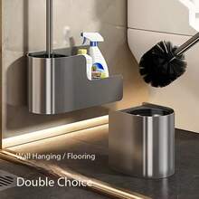 壁挂式马桶刷架，浴室收纳架，免钻孔马桶刷套装 - B - 查看 6