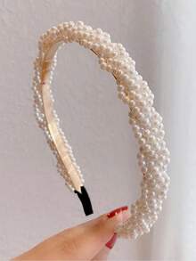 1 件时尚甜美的珍珠发箍，甜美发饰，适合女孩日常佩戴，公主风。 - 白色 - 查看 4