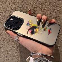 Abstract Face Design Phone Case It Is Compatible With IPhone 17/16/15/14/13/12/55 Pro Max/Pro/Plus Models. It Features A Stylish And Minimalist Design And Provides Shockproof And Abrasion-Resistant Protection. - Black - View 2