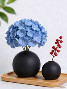 Matte Black Spherical Vase, Bohemian Mysterious Textured Vase, Monochrome, Interwoven Pattern, Exotic Flair, Home Decor Flower Arrangement, Smooth Round Shape, Perfect For Home Decor, Dining Table Setting/Wedding, Dining Room, Office, Golden Living Room, Holiday Decoration And Birthday/Graduation Gift - Black - View 2