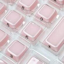 136 teclas Jelly Keycaps, Perfil OEM, capa exterior transparente, capa interior de plástico de unicolor - Rosa - Ver 7