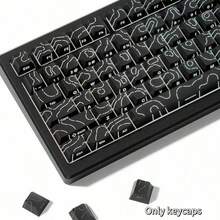 Juego de talla grande de 130 teclas, teclas con degradado negro (solo teclas), teclas retroiluminadas con líneas de grietas impresas lateralmente compatibles con 104/98/87/75/68/64/61 teclas - Negro - Ver 7