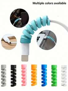 10个耐用充电线保护套，线缆管理配件，防弯折手机/电脑充电保护套，防断裂软螺旋数据线保护套，适用于卧室、浴室、家庭、办公桌等场所。 - 多色 - 查看 1