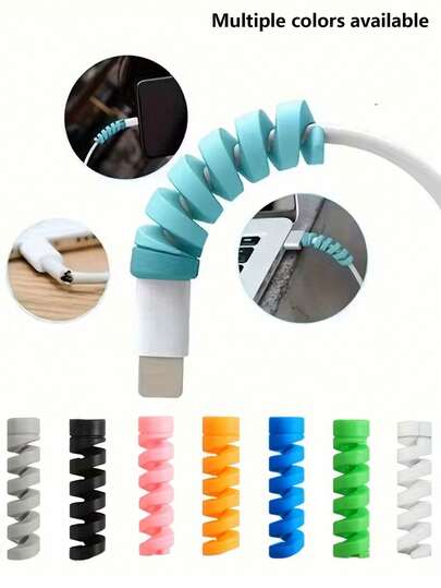 10pcs Durable Charging Cable Protector Sleeves, Cable Management Accessories, Anti-Bending Phone/Computer Charging Protector Covers, Anti-Breakage Soft Spiral Data Cable Protectors, Suitable For Bedroom, Bathroom, Home, Office Desk, Etc.