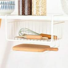 1PC Multi-Functional Kitchen Cabinet Storage Basket, Wall-Mounted Hanging Rack For Cabinets, No Drilling Required, Space-Saving And Organized - Brown - View 4