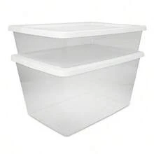 58 Quart Storage Bin With Lid, White Plastic Storage Container - Large Stackable Tote Box - trắng - Xem 7